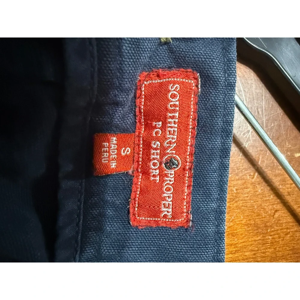 Southern Proper Mens PC Short Navy Blue Cotton Elastic Back Chino Shorts Size S